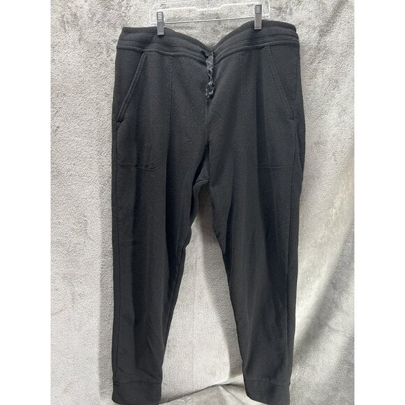Patagonia Pants Women’s XL  Extra Large Snap-T Synchilla Fleece Black Joggers - Picture 1 of 7